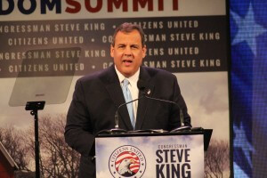 New Jersey Governor Chris Christie spoke near the end of the 10-hour event.