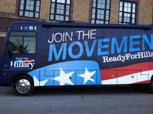 The Ready for Hillary bus made several stops in Iowa. Photo courtesy of Rick Smith