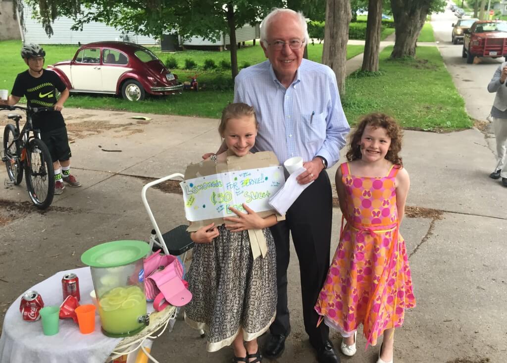 Sanders at an early campaign stop in Cedar County, July 2015