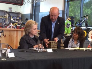 Sen. Bill Dotzler with Clinton in Cedar Falls