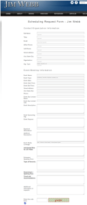 Jim Webb’s Scheduling Request form on May 20th 2015.