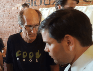 Marco Rubio talks to a supporter of the fair tax