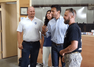 Bobby and Supriya Jolly Jindal laughing with voters