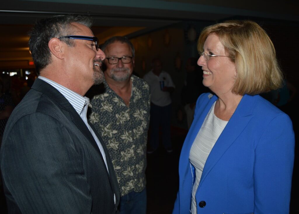 Gary Kroeger chats with Andy McGuire before the speeches