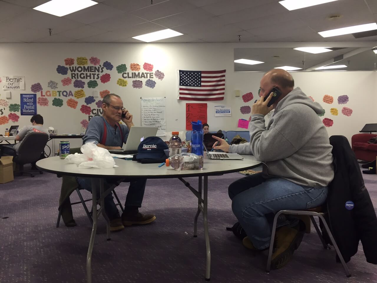 Volunteers make calls for Sanders