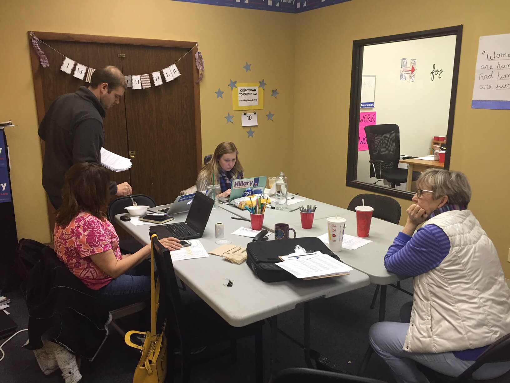 Clinton staffers and volunteers in the Overland Park office