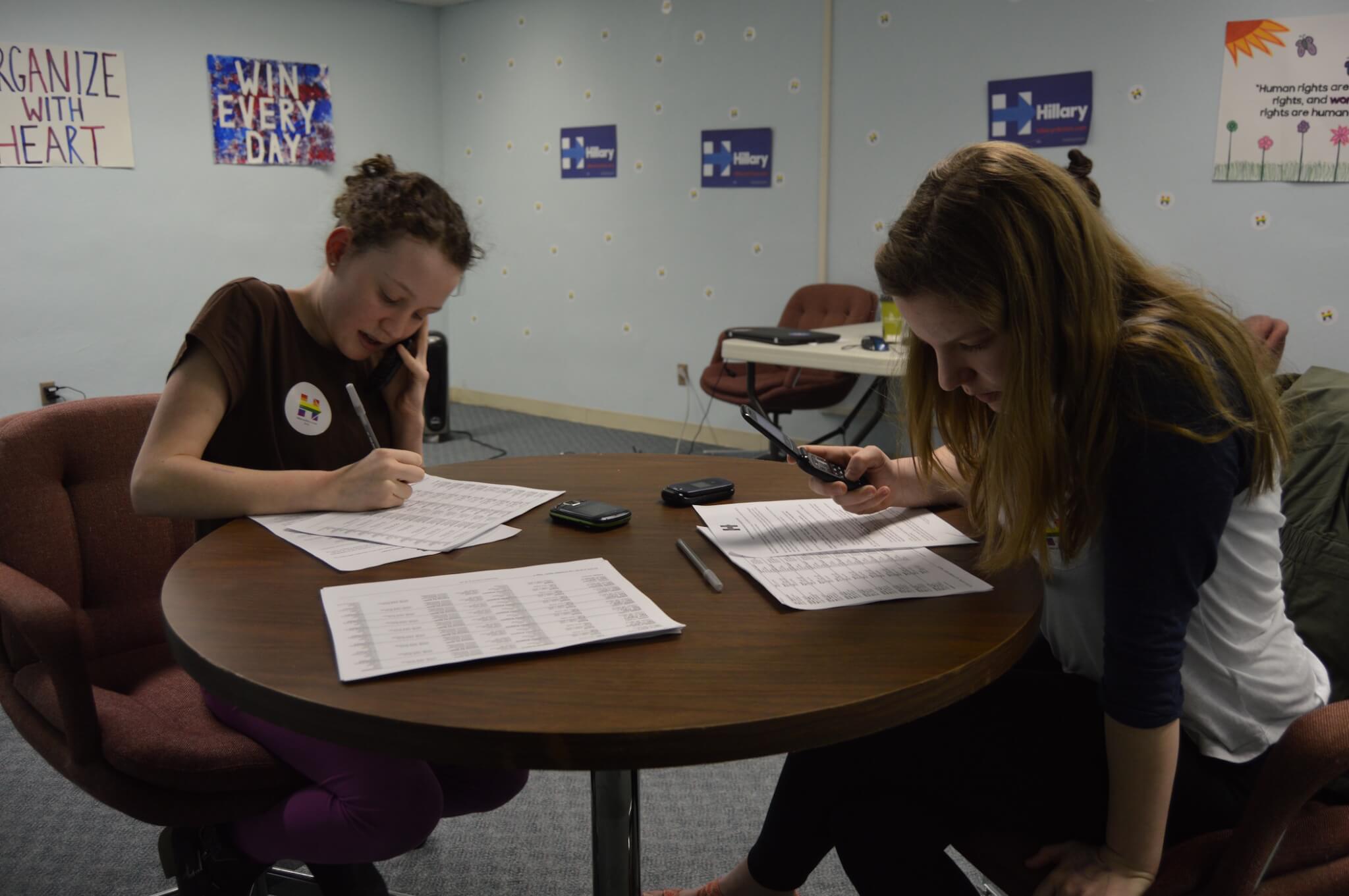 13-year-old volunteers for Clinton in the Lincoln office. They met Chelsea Clinton last week