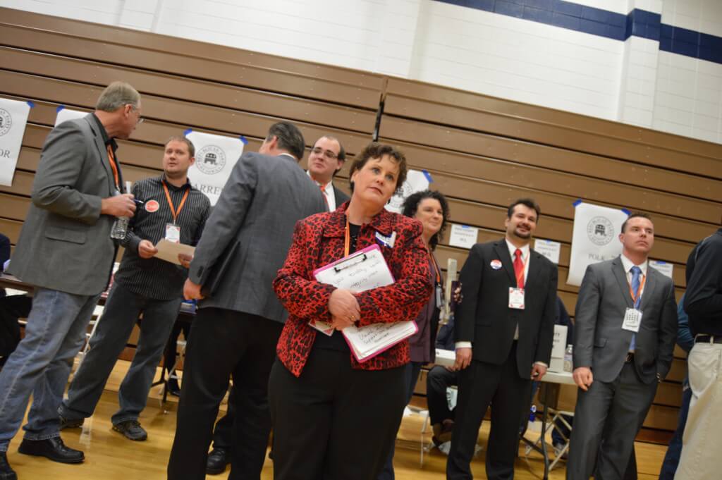 Mary Whisenand readies her speech for national delegate