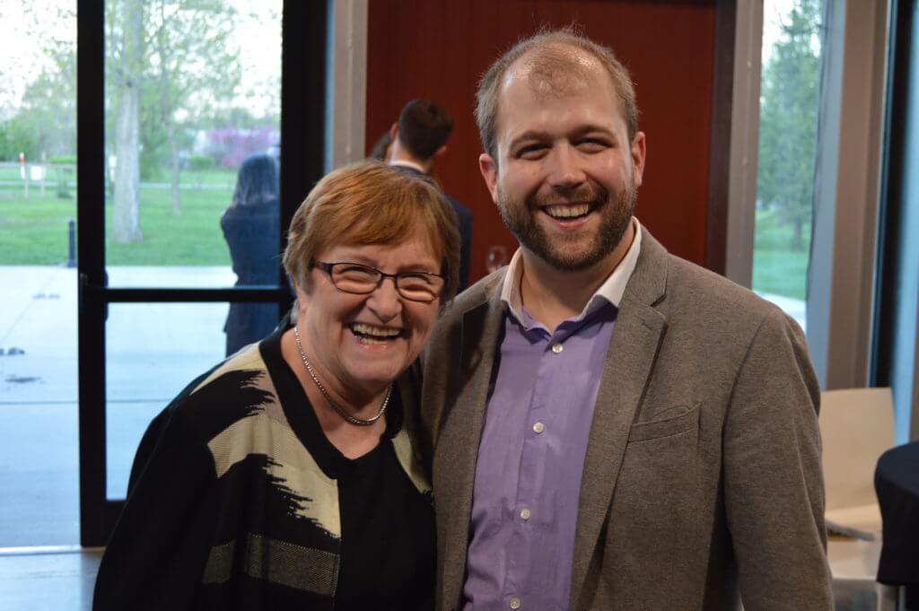 Patty Judge with Nate Monson, ED of Iowa Safe Schools, at the reception