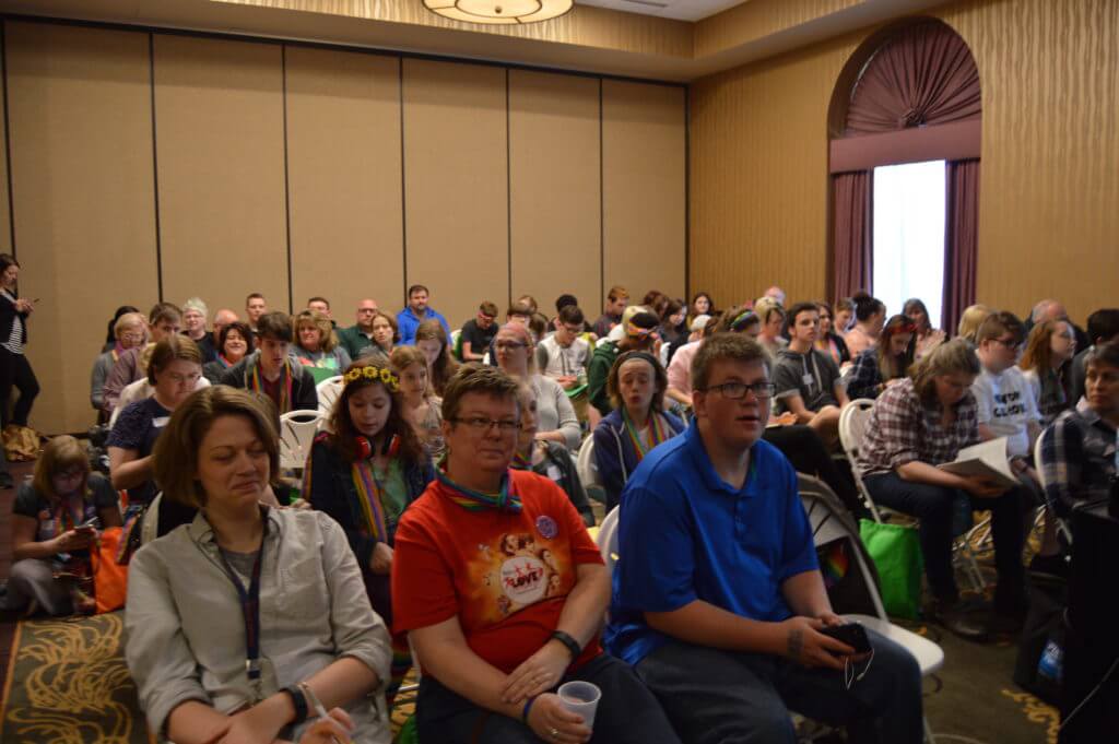 Parents, educators and students in breakout sessions